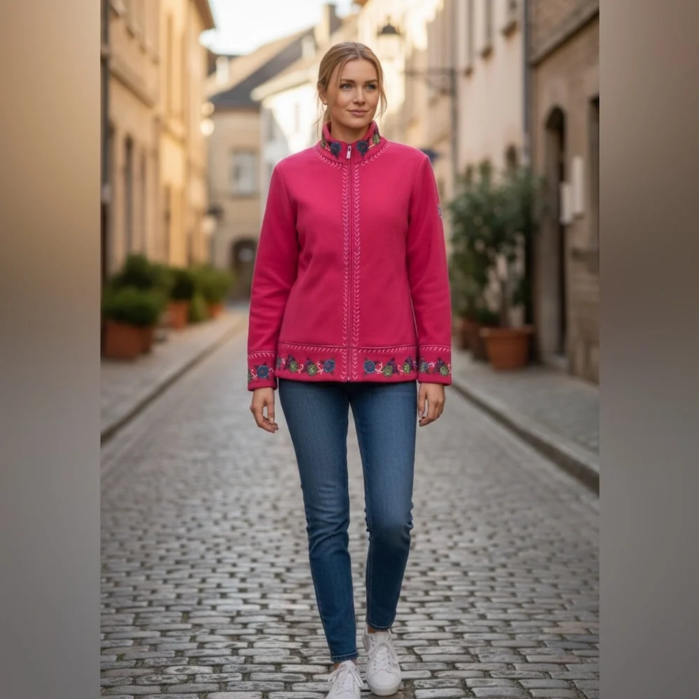 Susan‎ Graver Fuchsia Embroidered Jacket * Size Medium